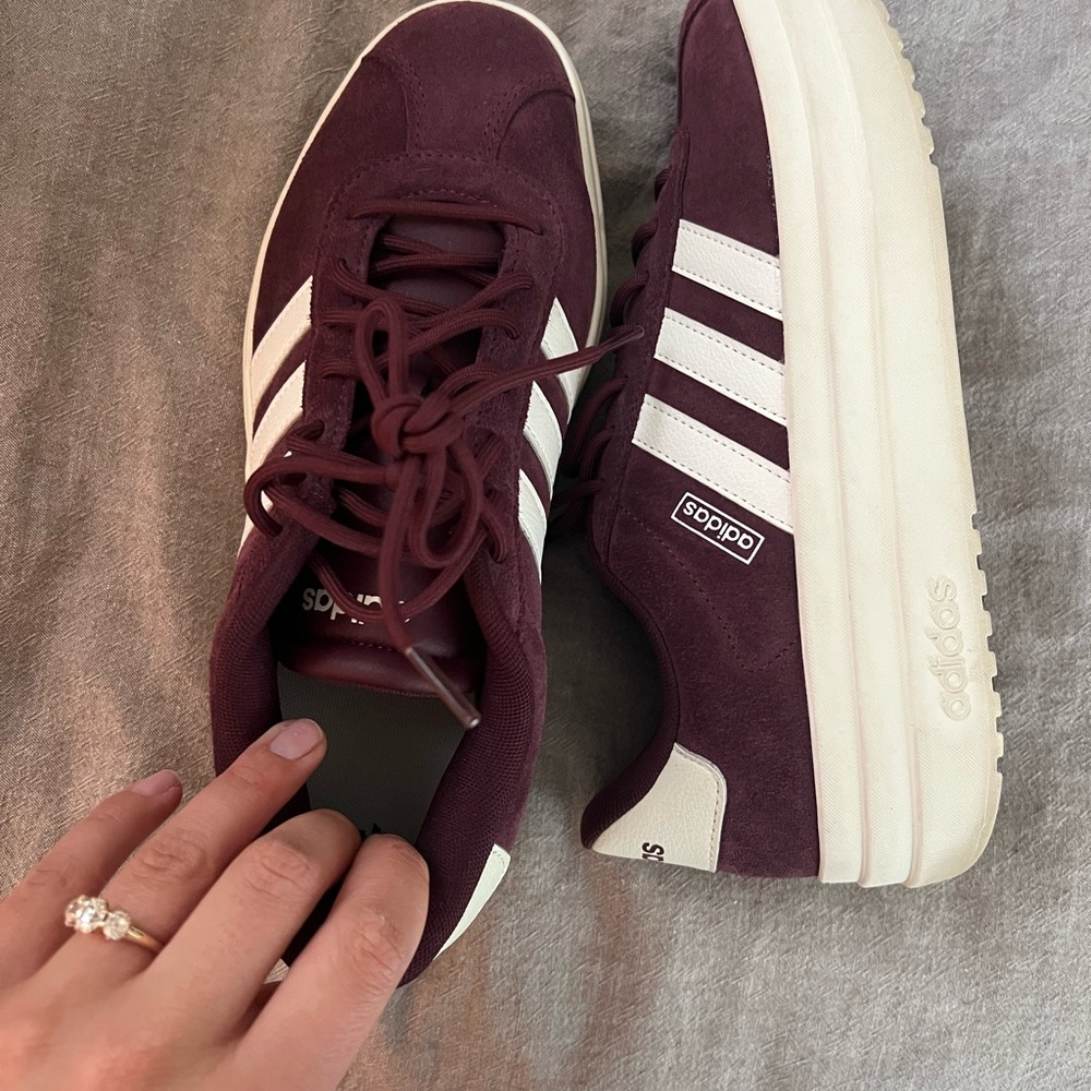 Adidas Red and White Sneakers Casual Low-Top